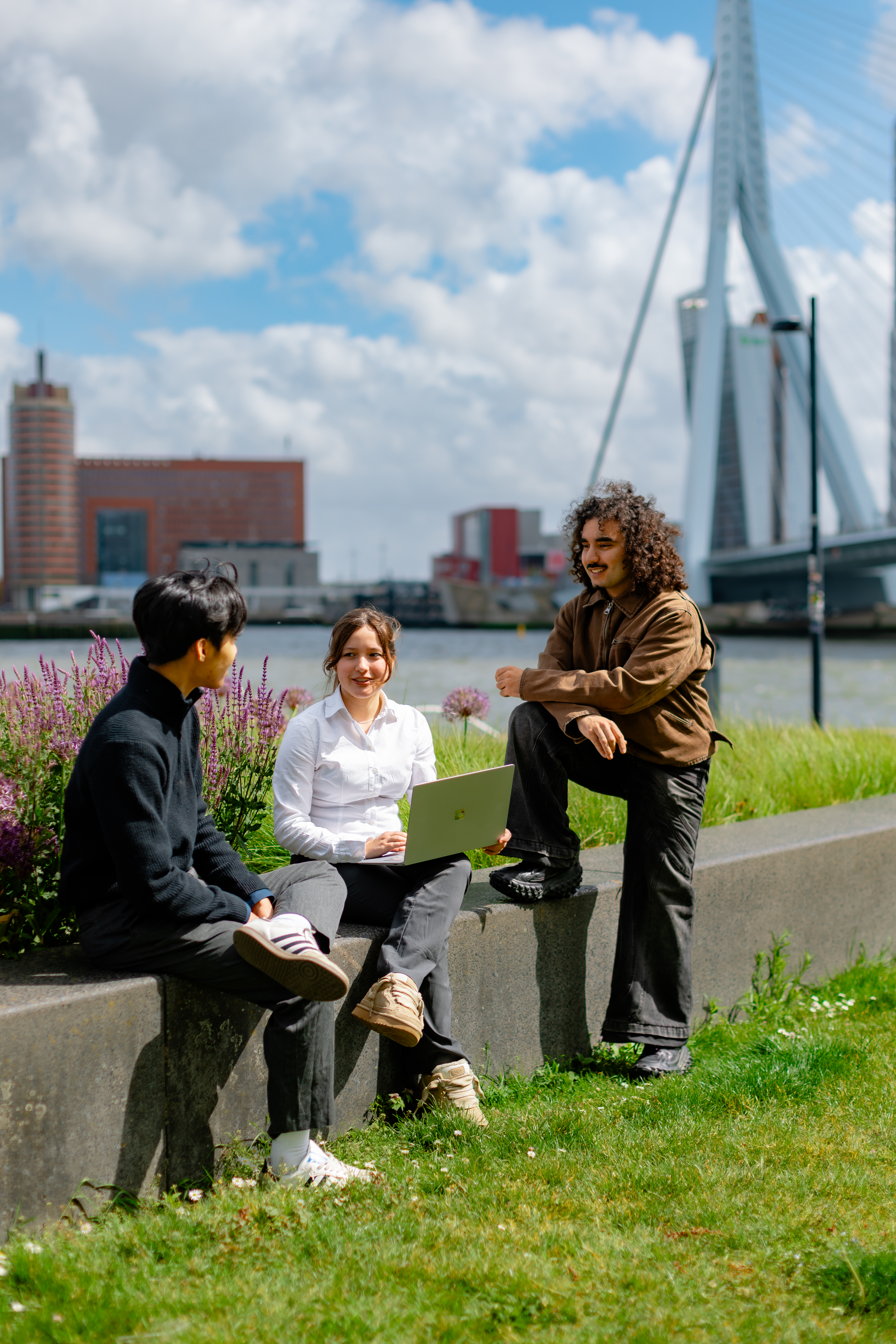students hanging out in the city